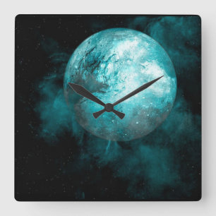 Einmal in blauem Mond Quadratische Wanduhr