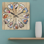 Einmal in der 12. Generation herzerformte Fotos Ki Quadratische Wanduhr<br><div class="desc">Erstellen Sie Ihre eigene Multi-Foto-Uhr, um Ihre Geschichte zu erzählen - die Mitte der Uhr wird mit "Once upon a time" in handgeschriebener Typografie geschrieben. Verwenden Sie die Bildvorlage, um 12 Ihrer bevorzugten Fotos hinzuzufügen, die in herzförmigen Rahmen angezeigt werden. Das Design verwendet porträtierte vertikale Fotos für alle Zahlen außer...</div>