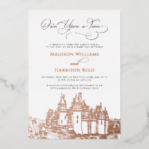 Einmal in der Märchen Hochzeit Rose Gold Folieneinladung