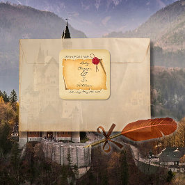 Einmal mittelalterliches Scroll Wax Siegel Quadratischer Aufkleber