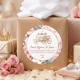 Einmal pinkfarbene Prinzessin-Baby-Dusche Runder Aufkleber