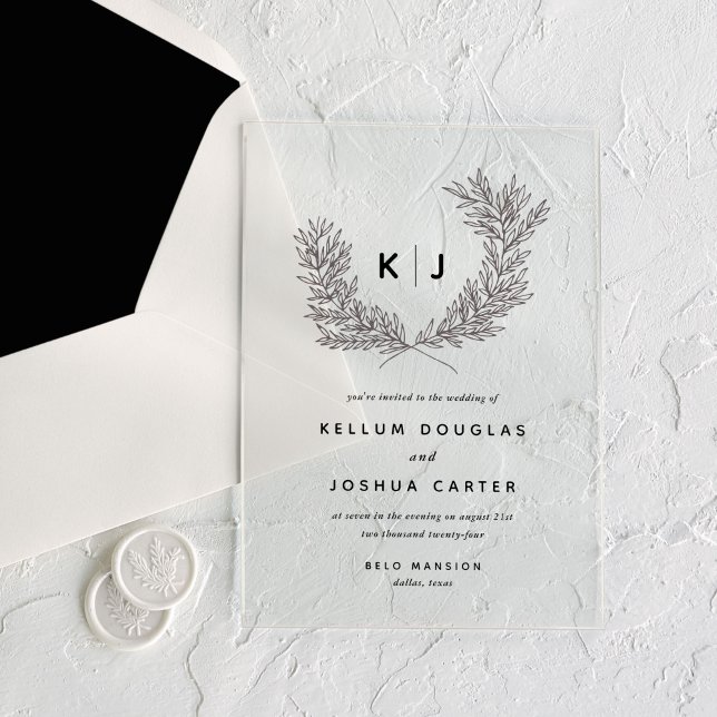 Einmalige Hochzeit Acryleinladungen (Distinguished Monogram Wedding Acrylic Invitations)