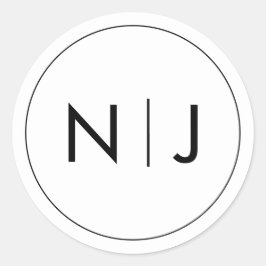 Einmalige Hochzeit mit klassischen Black Initials Runder Aufkleber