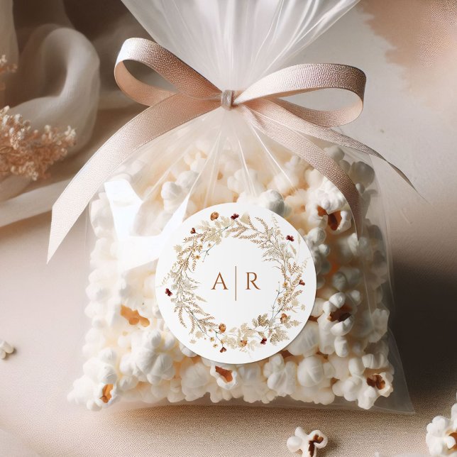 Einmalige Hochzeit von Wildblumen Runder Aufkleber (Von Creator hochgeladen)