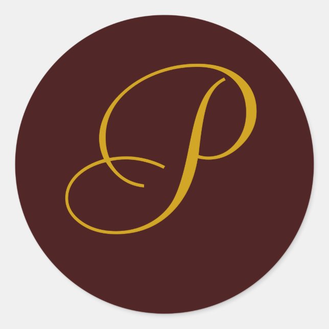 Einmalige Hochzeitstickerei P Gold Siegel Runder Aufkleber (Vorderseite)
