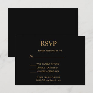 Einmalige Hochzeitstiefel-Minimalistisch-Schwarz RSVP Karte