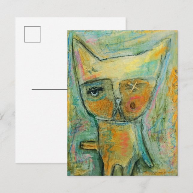 Einmalige mit Augen Katze Postkarte (Vorne/Hinten)