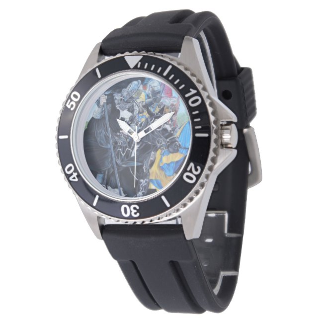 Einmalige mittelalterliche Ritter, die sich auf Pf Armbanduhr (Schrägansicht)