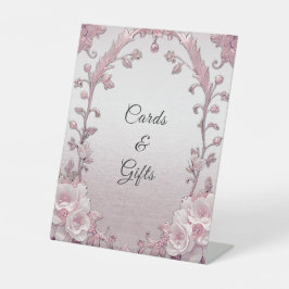 Einmalige Pink Floral Tabletop-Zeichen Sockelschild