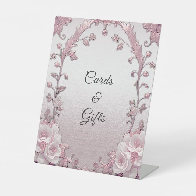 Einmalige Pink Floral Tabletop-Zeichen Sockelschild (Vorderseite)