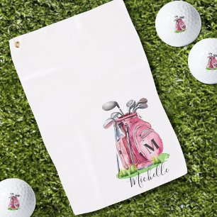 Einmalige Rosa Bezeichnung Monogramm Golfhandtuch