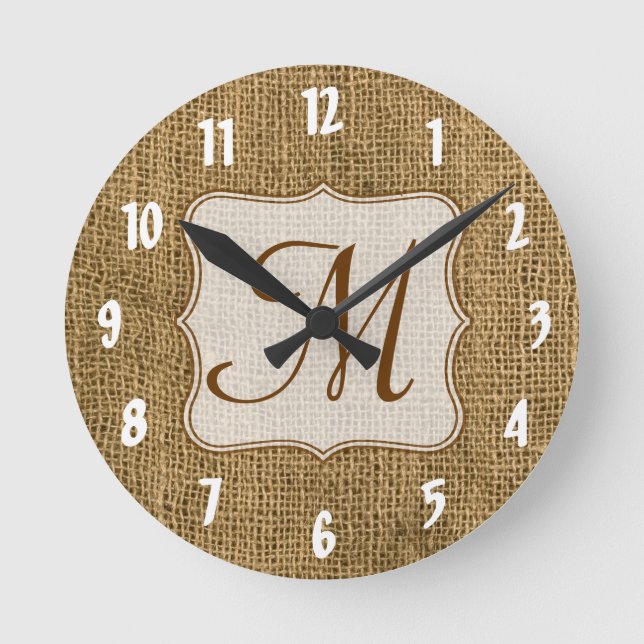 Einmalmonographie des Burlap Country Lace Runde Wanduhr (Vorderseite)