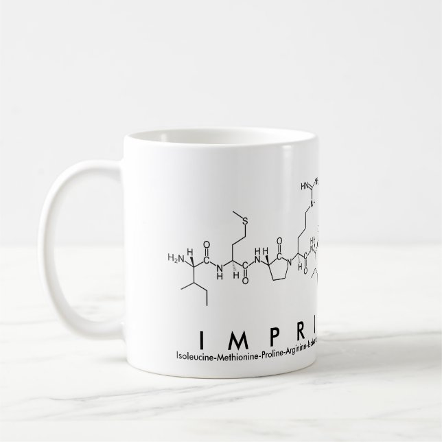 Einprägen der PeptidwortTasse Kaffeetasse (Links)