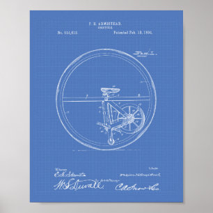 Einrad 1894 Patentart Blueprint Poster