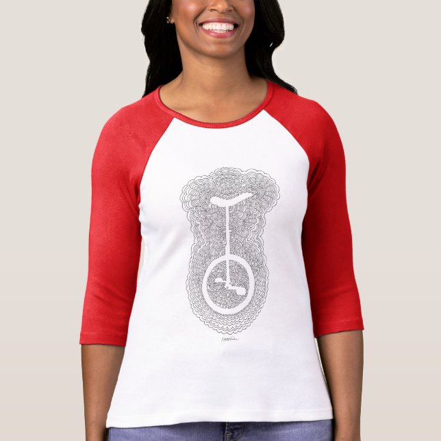 Einrad Zeichnend Meditation (weiß) T-Shirt (Vorderseite)