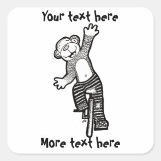 Einradaffe Quadratischer Aufkleber