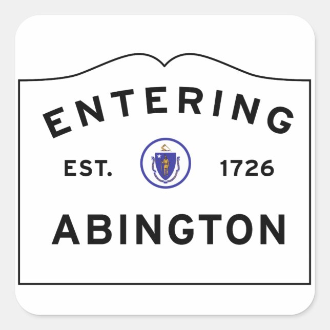 Einreise in die Stadt Abington MA Quadratischer Aufkleber (Vorderseite)