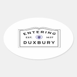 Einreise in die Stadt DUXBURY MA Ovaler Aufkleber