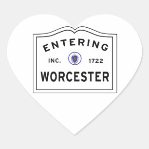 Einreise in die Stadt Worcester MA Herz-Aufkleber