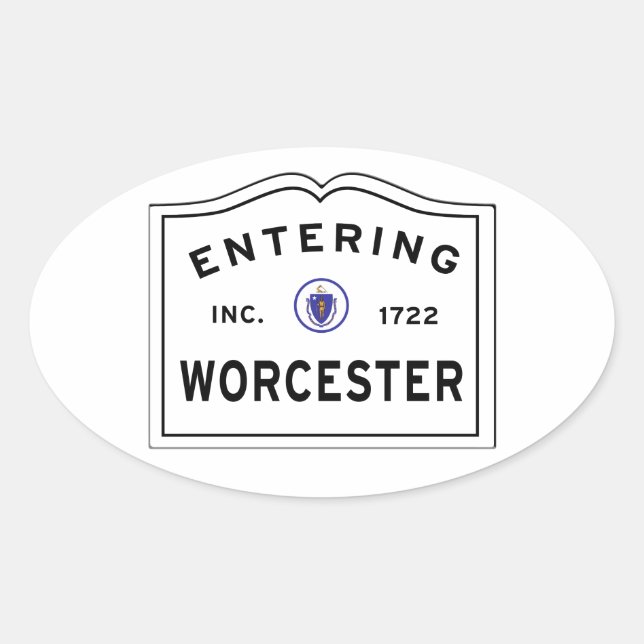 Einreise in die Stadt Worcester MA Ovaler Aufkleber (Vorderseite)