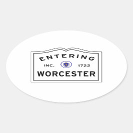 Einreise in die Stadt Worcester MA Ovaler Aufkleber