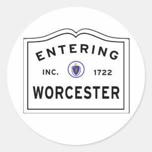 Einreise in die Stadt Worcester MA Runder Aufkleber
