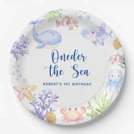 Eins der Meer 1. Geburtstag unter dem Meer Pappteller