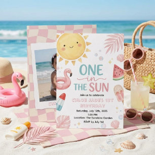 Eins in der Sonne 1. Geburtstagsfoto Einladung