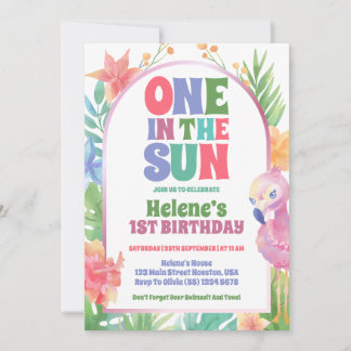 Eins in der Sonne Tropical Sommer 1. Geburtstag Pa Einladung