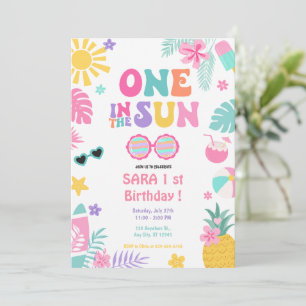 Eins in der Sonne Tropischer Erster Geburtstag Einladung