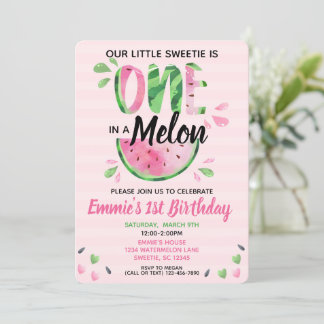 Eins in ein Melon Little Girl Einladung zum ersten