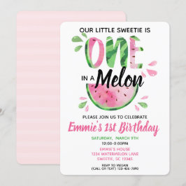 Eins in ein Melon Little Girl Einladung zum ersten