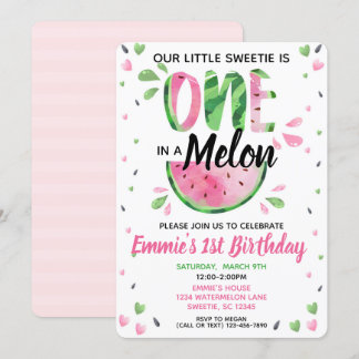 Eins in ein Melon Little Girl Einladung zum ersten