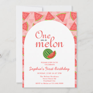Eins in einem Melon 1. Geburtstag Wassermelone Einladung