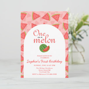 Eins in einem Melon 1. Geburtstag Wassermelone Fot Einladung