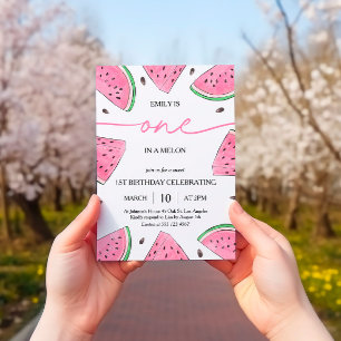 Eins in einem Melon 1. Geburtstag Wassermelone Geb Einladung