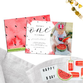 Eins in einem Melon Foto 1. Geburtstag Einladung