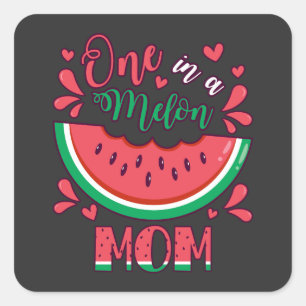 Eins in einem Melon-Mama-B-Day-Party Quadratischer Aufkleber