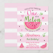 Eins in einem Melon Watermelon Einladung zum 1. Ge