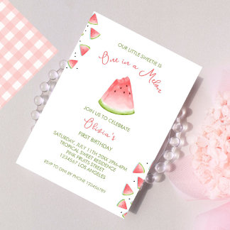Eins in einem Melon Watermelon Geburtstagseinladun Einladung
