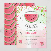 Eins in einer Melone Geburtstag Einladung Watermel
