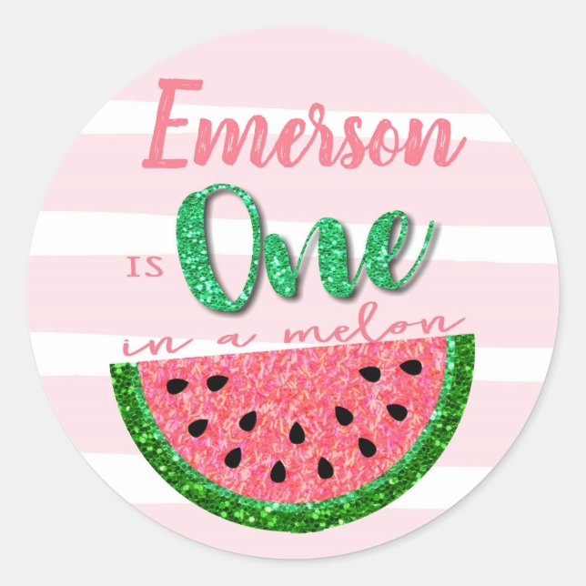 Eins in einer Melone, Wassermelonenaufkleber, Etik Runder Aufkleber (Vorderseite)