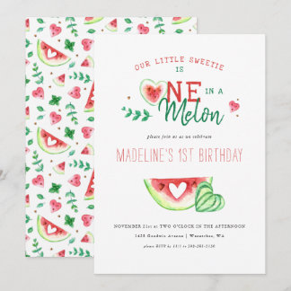 eins in einer Melone | Watermelon Erster Geburtsta Einladung