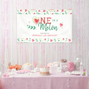 eins in einer Melone   Watermelon Geburtstag Willk Banner