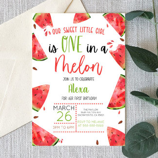 Eins in Melon 1. Geburtstagsparty Wassermelone Einladung