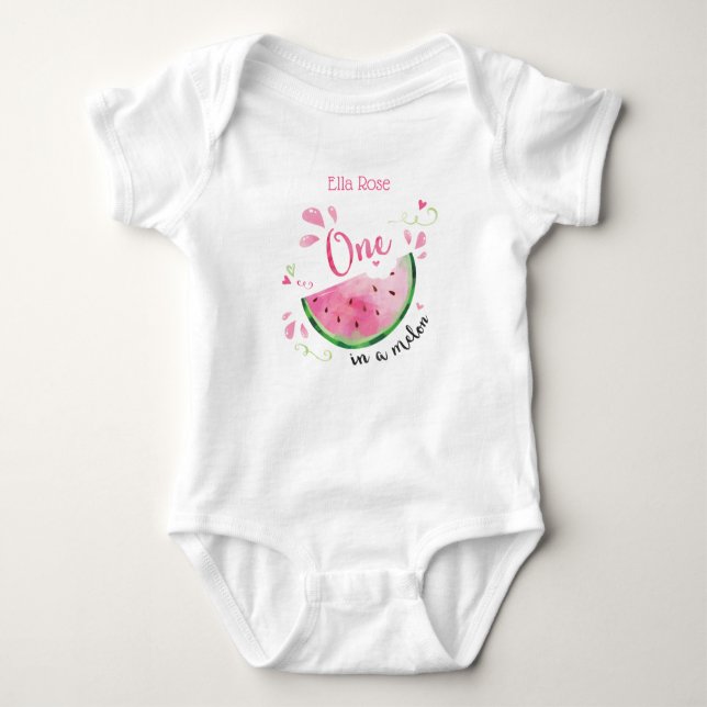 Eins in Melon First Birthday Outfit Shirt (Vorderseite)