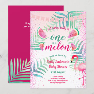 Eins in Melon Tropical Flamingo Watermelon Pink Einladung