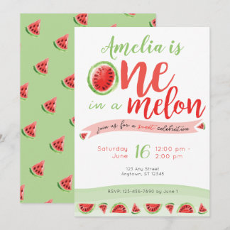Eins in Melon Watermelon Einladung zum ersten Gebu