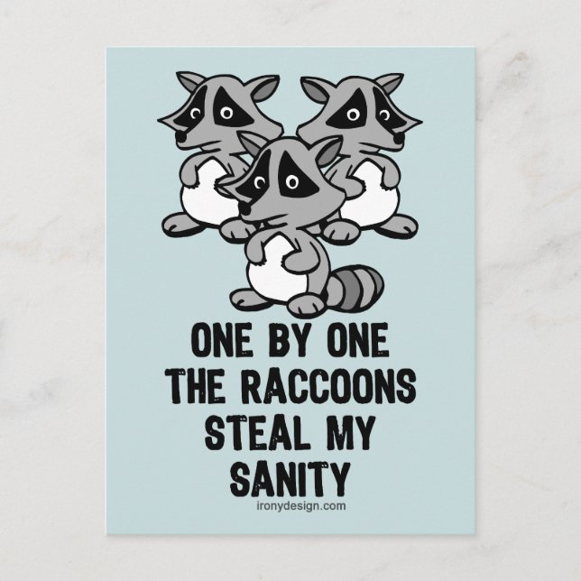 Eins nach dem anderen Raccoons Postkarte (Vorderseite)
