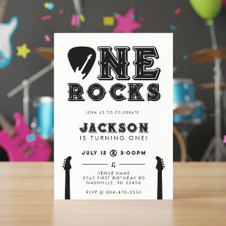 Eins Rocks Gitarrenplektrum 1. Geburtstagsfeier Einladung